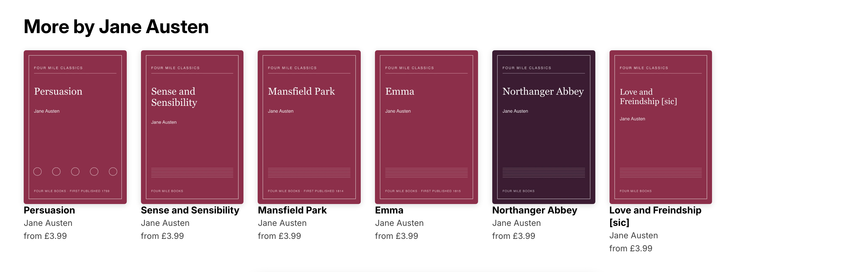 On the Pride and Prejudice product page.